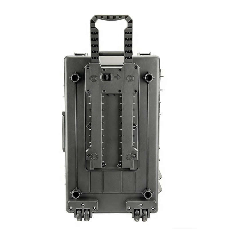 Coffre rigide d'équipement avec tige de traction télescopique